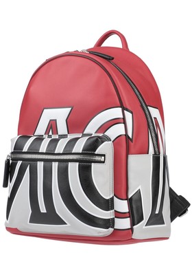 mcm red and white backpack