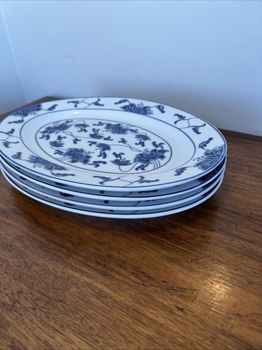 4 Vintage LARGE Tatung Durable China Plates 12.5 X9 Asian Blue & White - Picture 15 of 15