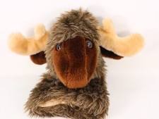 Plush Moose Hand Puppet 11" Vintage 1988 Korea Brown Tan Nose Moves Black Eyes