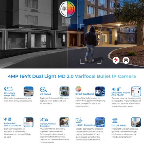 Hikvision Compatible 4MP Zoom Bullet IP Camera Smart Hybrid Light Varifocal - Picture 2 of 10