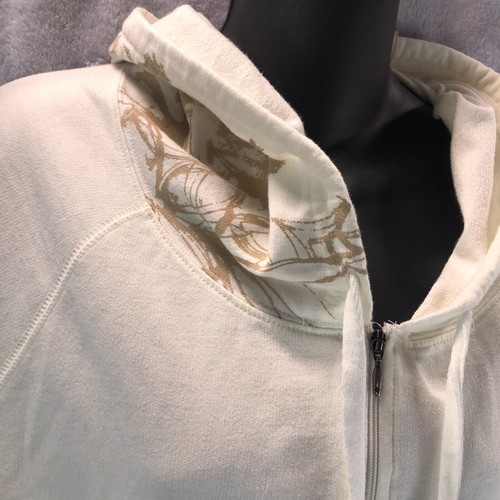 Columbia Womens Sz L Cotton Zippered Hoodie Gold Floral Sleeve Graphics - 第 7/21 張圖片