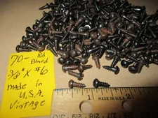 70 - VINTAGE NEW-OLD STOCK BLUED SLOTTED ROUND HEAD STEEL WOOD SCREWS, 3/8" X #6