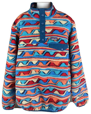 Patagonia Boys Size L 12 Lightweight Synchilla Snap-T Aztec Fleece