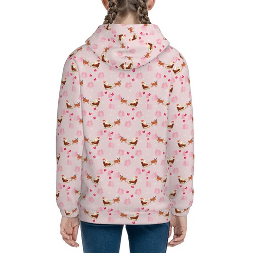 Pink Christmas Girls Youth Pullover Hoodie Casual Hooded Sweatshirt with Pocket - Picture 20 of 37