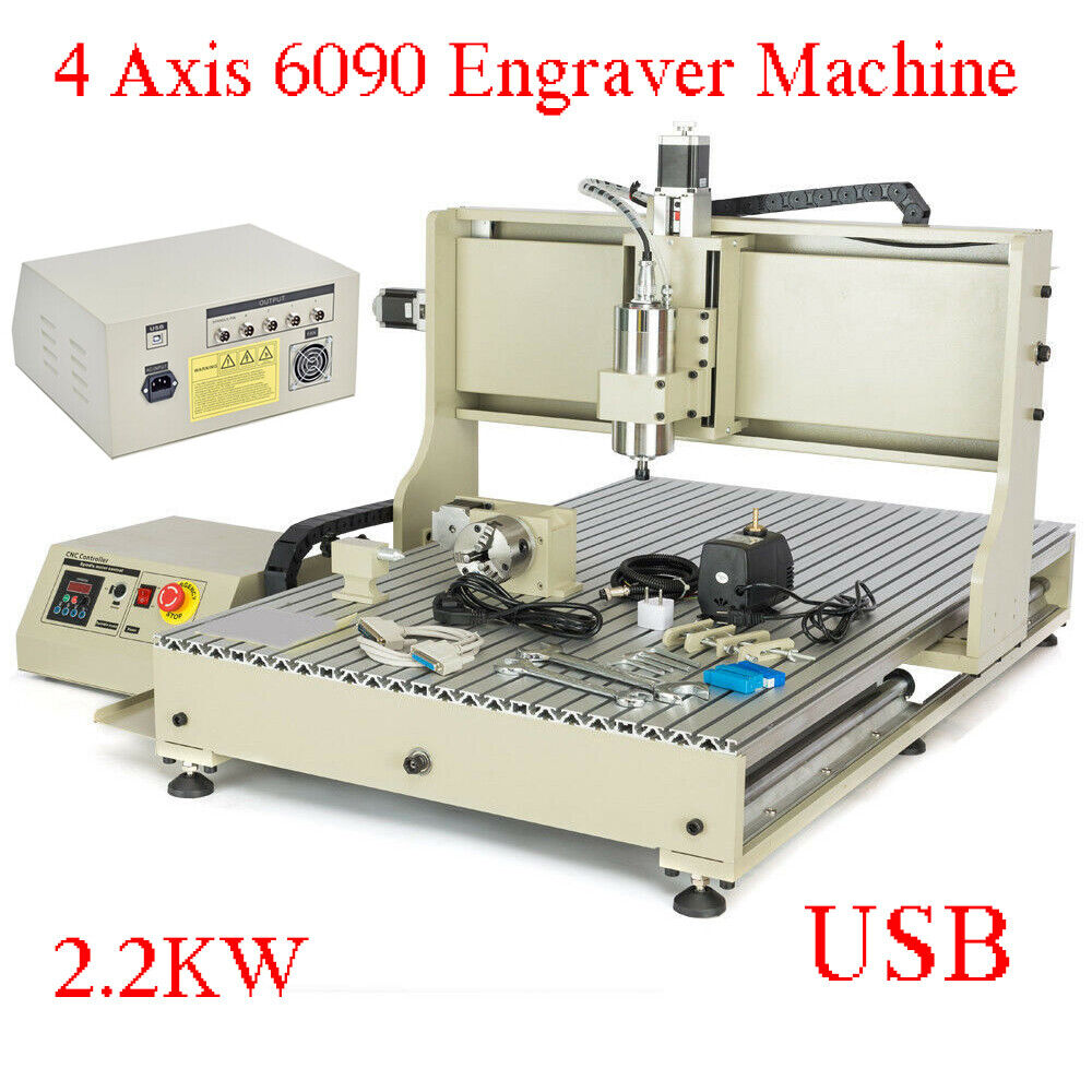 2200W 4 Axis Cnc 6090 Router Engraver Water Cooled Wood Drilling Milling  Machine | Ebay