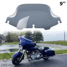 9" Smokke Wave Windshield Windscreen For Harley Touring Street Glide 2014-2023