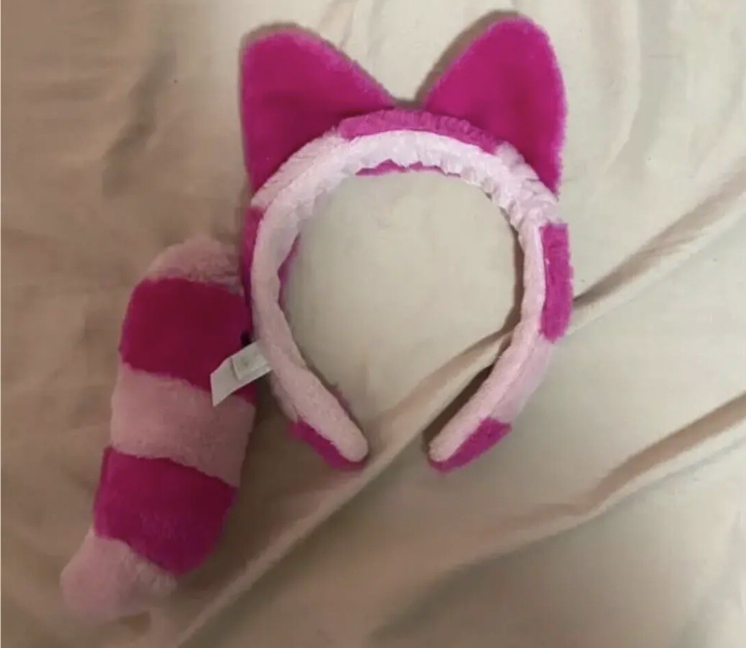 Tokyo Disney Resort Cheshire Cat Headband ear tail with pink  display picture 1