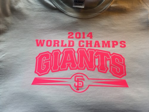 T-shirt SF GIANTS 2014 WORLD CHAMPIONS 3XL-Med serie San Francisco arancione rosa - Foto 7 di 7
