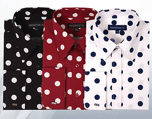 black polka dot dress shirt