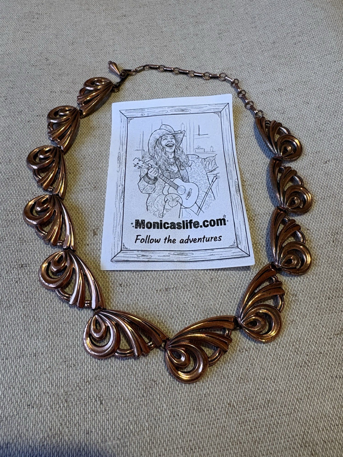 Vintage Solid Copper Butterfly Wing  Modernist Le… - image 1