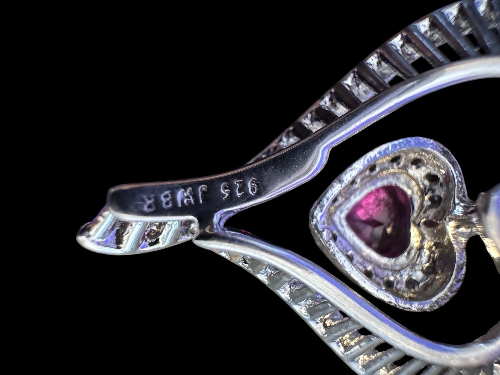 Zales Heart Lab Made Pink Sapphire Ruby & Diamond Sterling Silver Necklace Z2