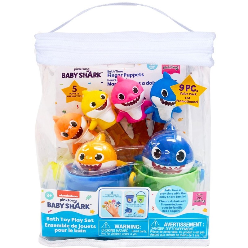 PinkFong BABY SHARK BATH TOY SET In/Out of Tub 9-Pc Age 3+ ~ New in Package