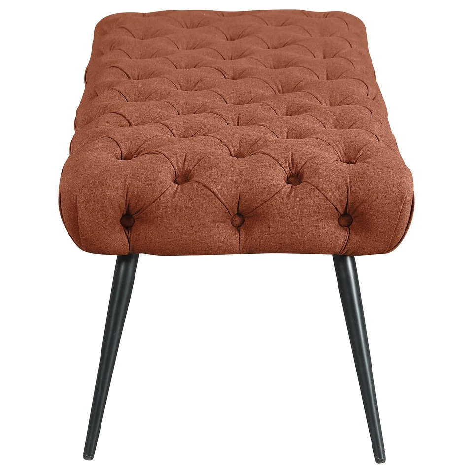 Coaster Ella 18" Fabric Upholstered Tufted Bench with Metal Legs in Rust - Image 4 of 4