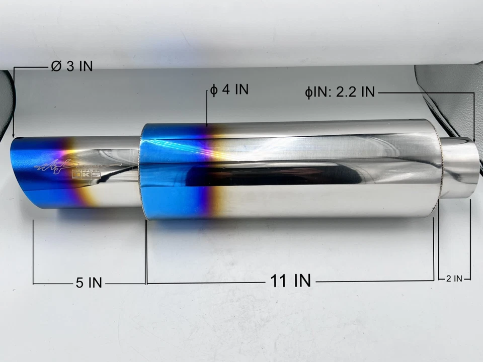HKS Hi-Power Bass Racing Muffler Titanium Burnt Blue Tip JDM– IN 2.2", OUT3" DHL Foto 2 de 4