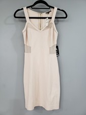 NEW - SIZE 0 - BODYCON DRESS Express Beige Taupe See Through Zipper Back Tank