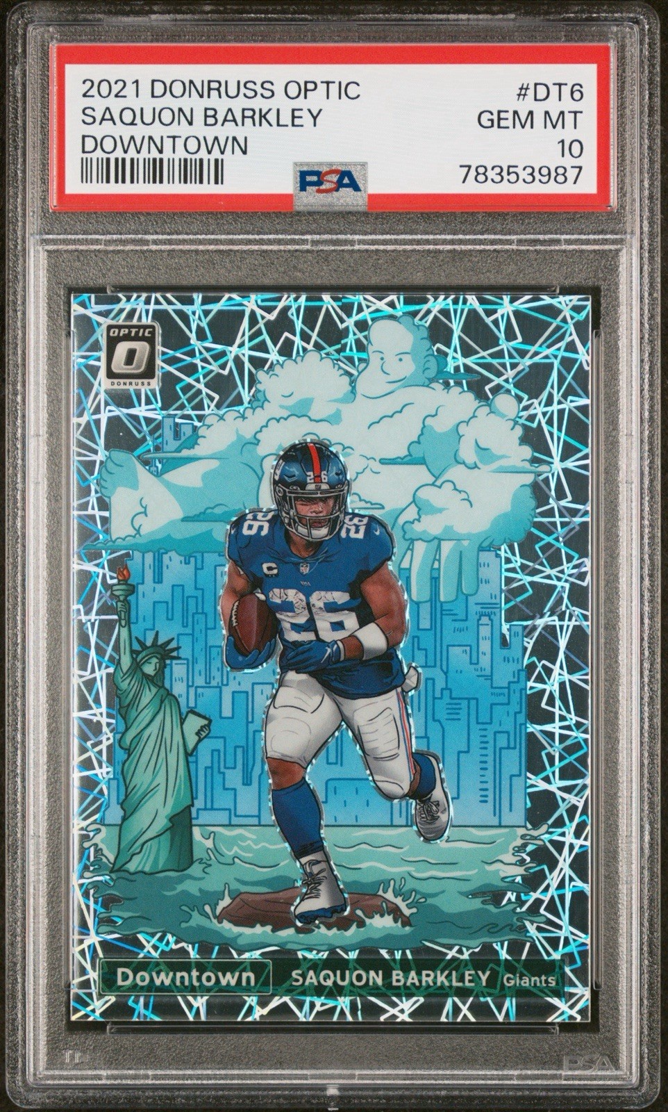 2021 PANINI DONRUSS OPTIC SAQUON BARKLEY #DT6 DOWNTOWN PSA 10