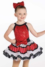 Dance Costume Medium Child Red Weissman 13605 Jazz Sequin Tap Pageant