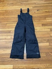 LL Bean Boys Snow Bibs Youth Sz 8 Black Ski Overalls Pants Insulated Nylon