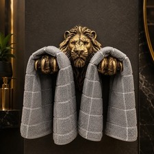 Lion Head Hand Towel Holder Wall Mount Bathro...