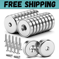 16Pack 40LBS Strong Magnets with Holes, Round Cup Magnets with Screws for Wall M