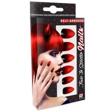Widmann Set Of 12 Self-Adhesive Black Fade-In Red Stiletto Nails Black