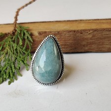 Natural Aquamarine Gemstone Ring 925 Sterling Silver Handmade GIft Ring PG7699