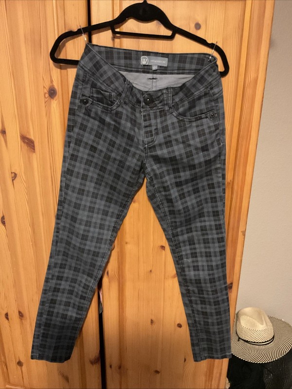 Wit & Wisdom Gray Plaid Checks High Rise Slim Ankle Pants | Women's 6