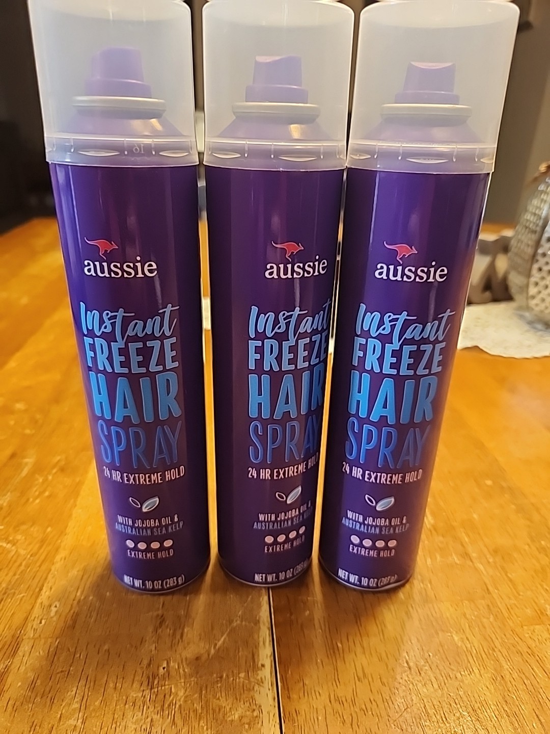 3x Aussie Instant Freeze 24-Hour Extreme Hold Hairspray, 10 Oz *Original Formula