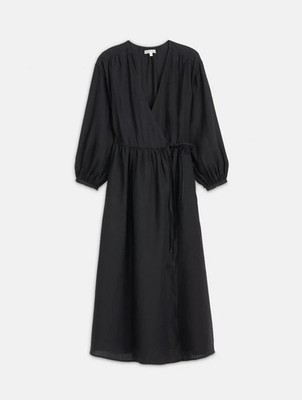 NEW, ALEX MILL DARK BLACK LINEN LAUREN WRAP DRESS SIZE M #MD086 | eBay
