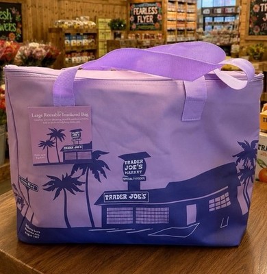 NWT*TRADERJOES PURPLE RAIN Large Reusable Insulated Bag -