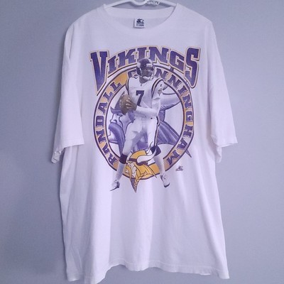 Vintage 90s Randall Cunningham T-shirt Minnesota Vikings Starter White XL