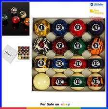 Pool Balls Billiard Set 16 Balls 2-1/4 Inch 6 oz Polyester Resin Marble Swirl