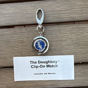 Vintage 2000 Pillsbury Silver Blue Metal Clip-On Watch