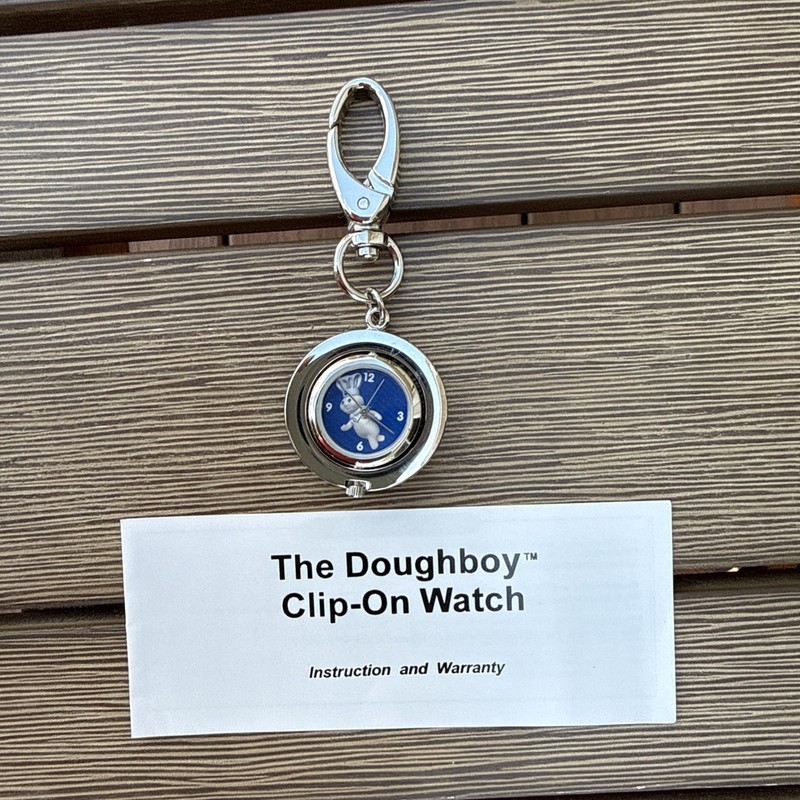 Vintage 2000 Pillsbury Silver Blue Metal Clip-On Watch
