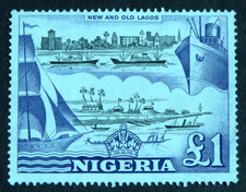 Nigeria 1953 £1 high value SG 80 Unused no gum cat £48