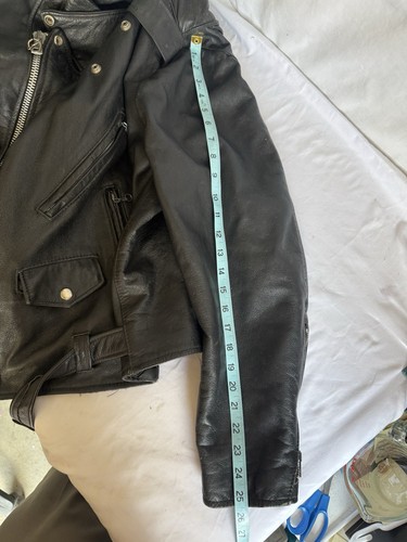 Vintage 1970s Excelled Black Leather Biker Moto Jacket Sz 52 R Made in USA - Picture 13 of 13