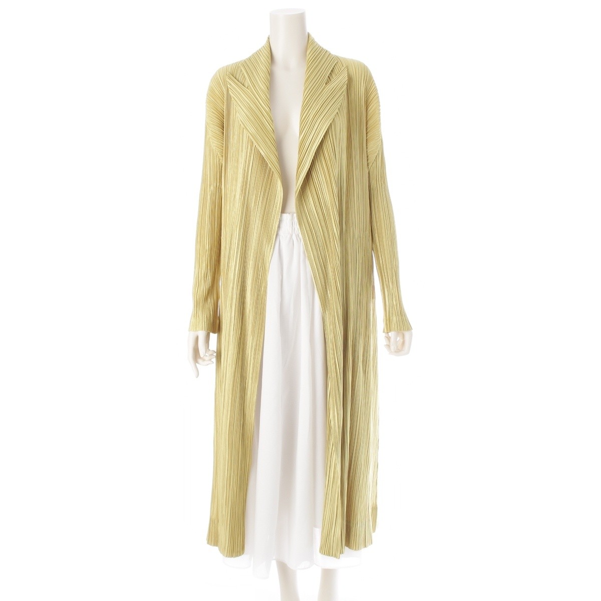 ALTRA PLEATS PLEASE ISSEY Cappotto lungo cardigan PP83 JA206 giallo 4