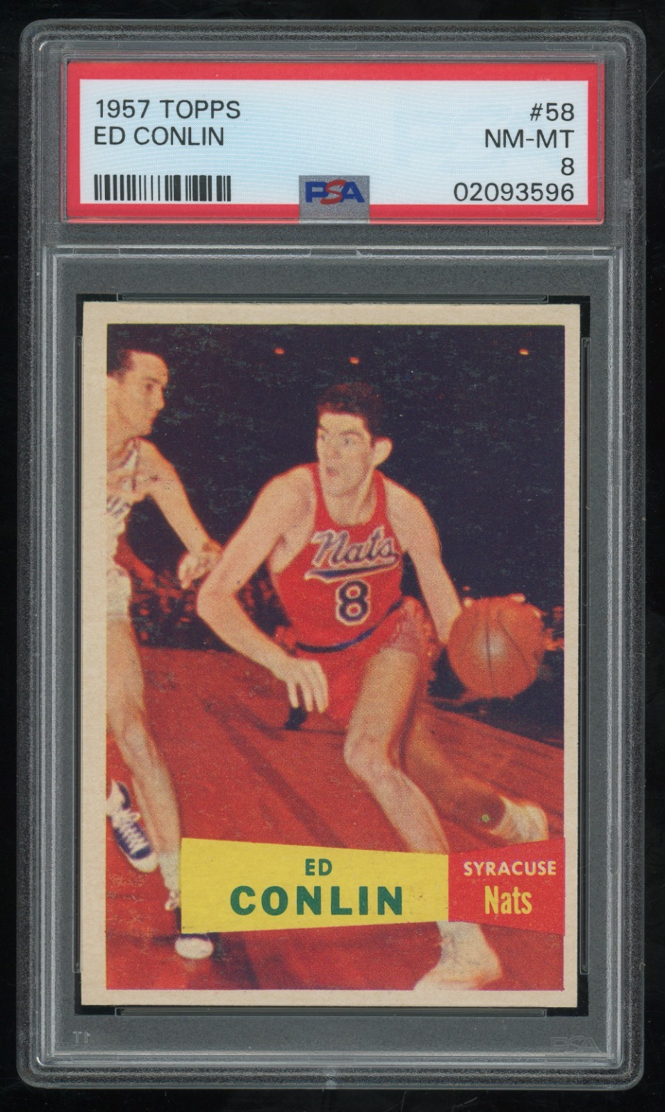 1957-58 Topps Ed Conlin Rookie #58 PSA 8 - Syracuse Nationals - RC