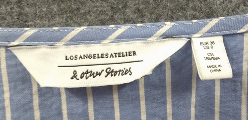 & Other Stories Top Womens 8 Button Up Cropped Long Sleeve Blue Striped - Bild 9 von 16