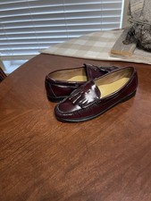 Bass Weejuns Jaclyn Burgundy Leather Tassel Kiltie Loafers Shoes Women's 7 W