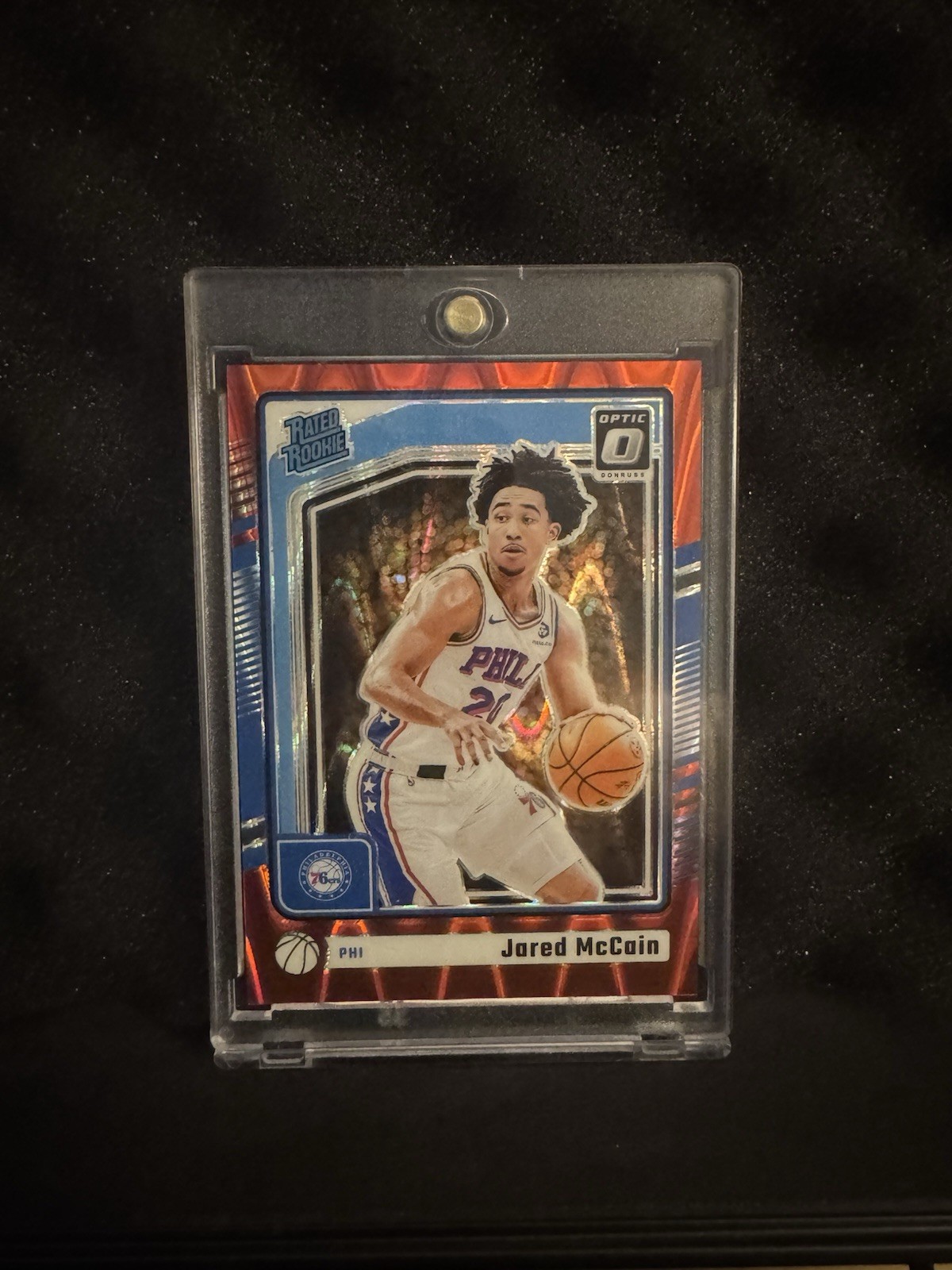 2024 Donruss Optic - Rated Rookie Jared McCain #270 Red Seismic Prizm /149 (RC)