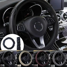 Leather Car Steering Wheel Cover for Good Grip Auto Accessories 15" 37-38CM
