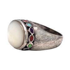 SOUTHWESTERN STERLING SILVER MOTHER OF PEARL SIZE 6.75 RING 7.9GR 1523