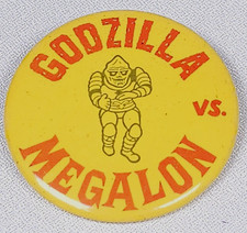 Vintage Godzilla vs. Megalon Robot 1.5" Movie Button 1970's Promo Pin Pinback