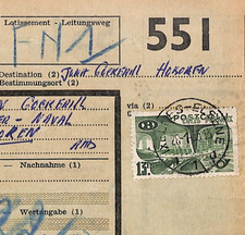 BELGIUM Railway 13f Stamp PARCEL POST LABEL *Brussels-Elsene* 1955 TPO CDS WF269