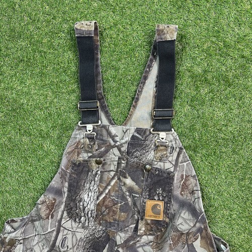 Carhartt Camo Bib Overalls Mens 42X32 Quilt Lined R43 Double Knee Realtree - Picture 2 of 16
