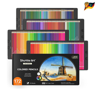 Shuttle Art Buntstifte Set 172 Farben Metallfarben Weichwachs Hol
