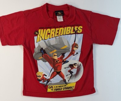 Y2K Disney Pixar Incredibles Kids Small Shirt Red Graphic Tee Movie