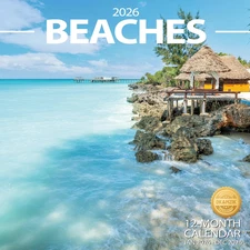 2026 Wall Calendar Planner Calendar - BEACHES Hangable Monthly Wall Calendar wit