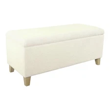 HomePop Sherpa Traditional Fabric Storage Bench in Cream Finish